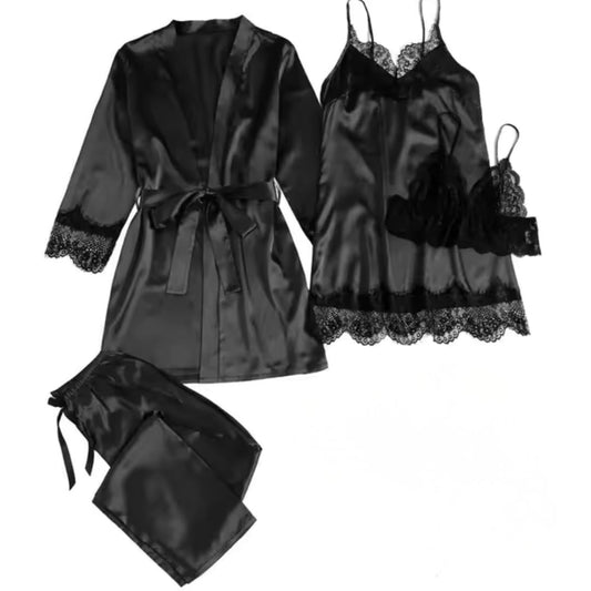 Essentials Sleepwear 4pc Set BLACK