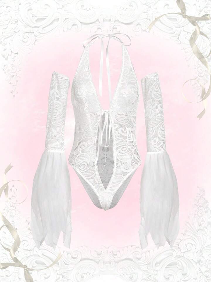 Lacey teddy with sleeves