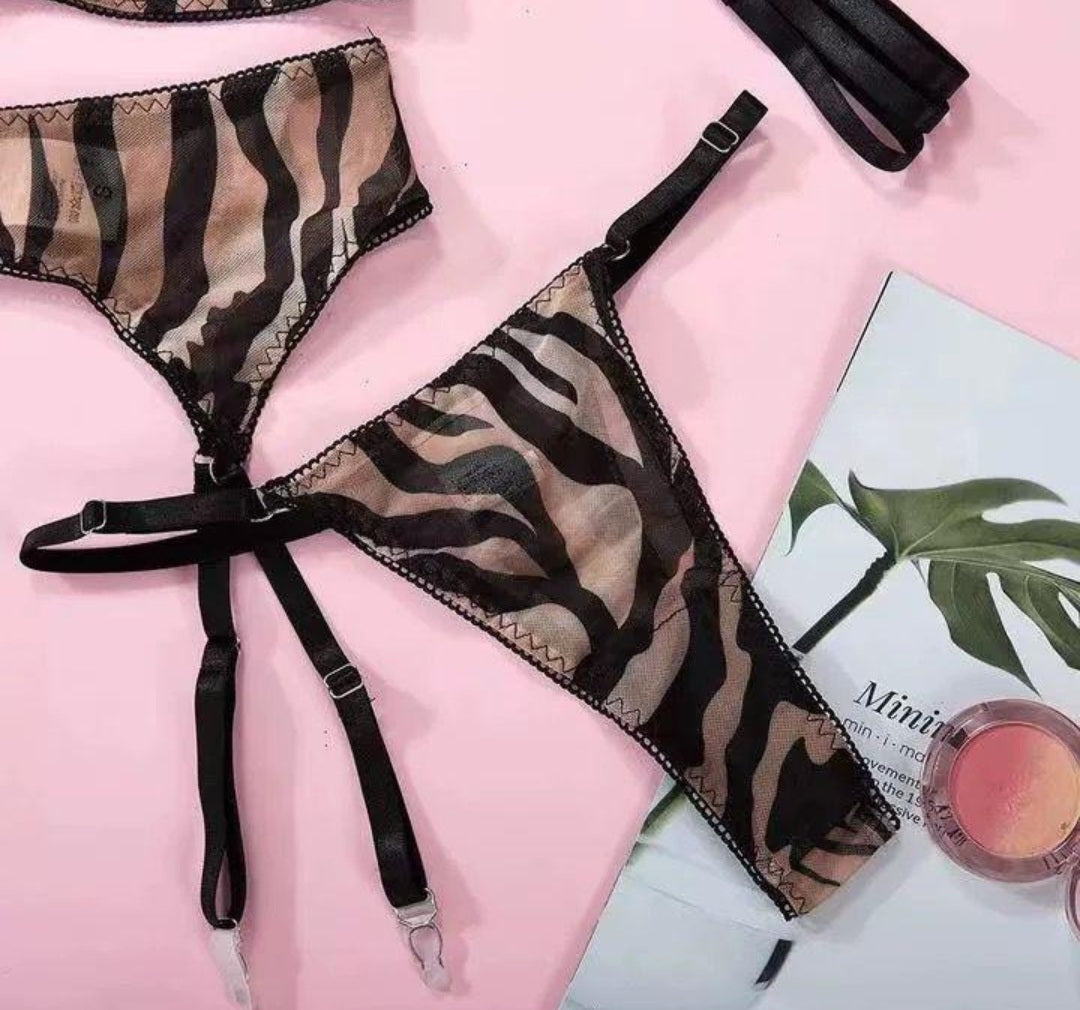 Animal Print Lingerie Set nude