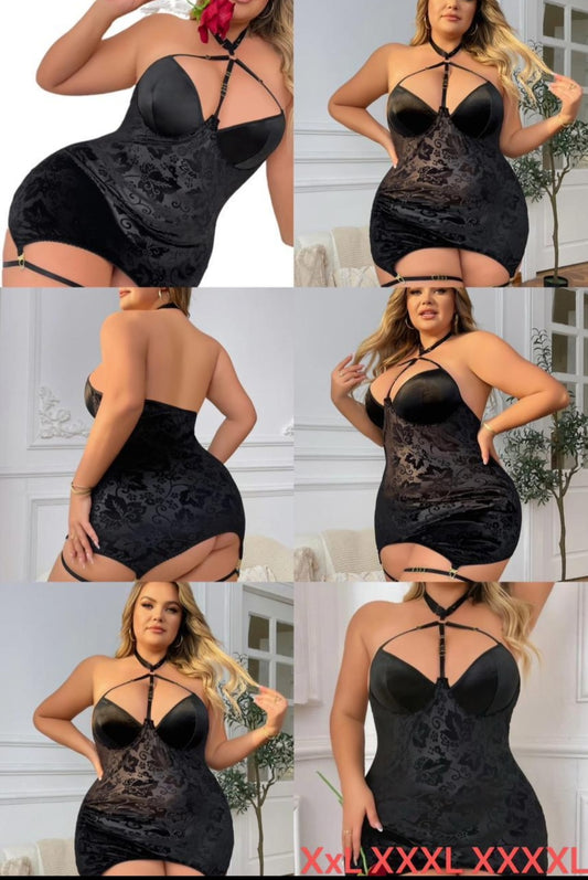 Plus Size Velvet Babydoll