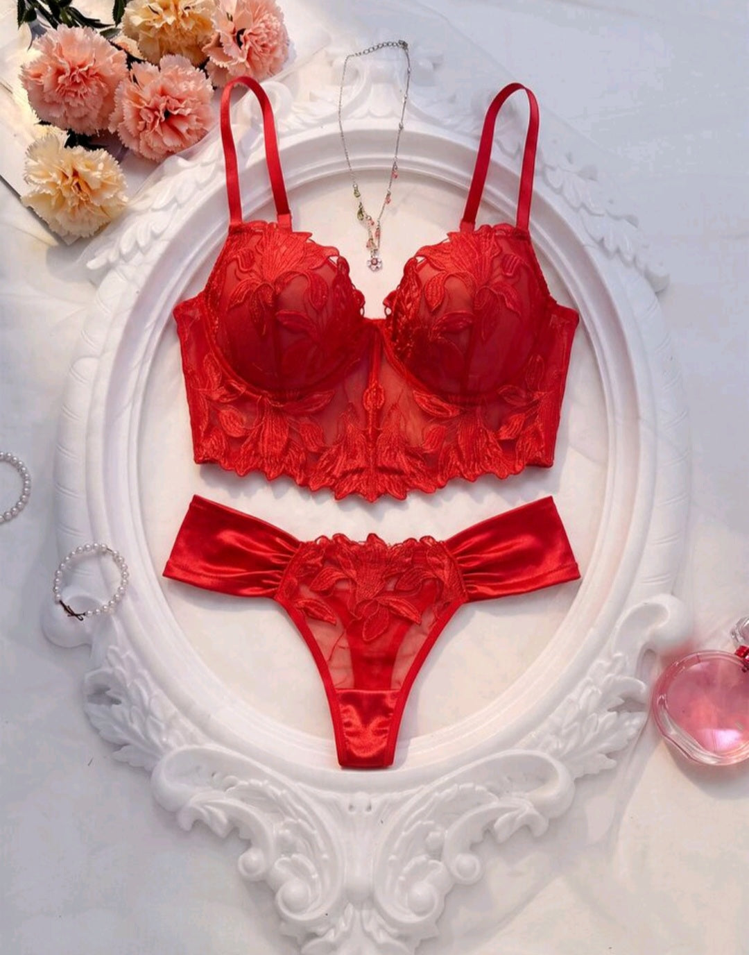 Satin and Lace 2pc Lingerie Set