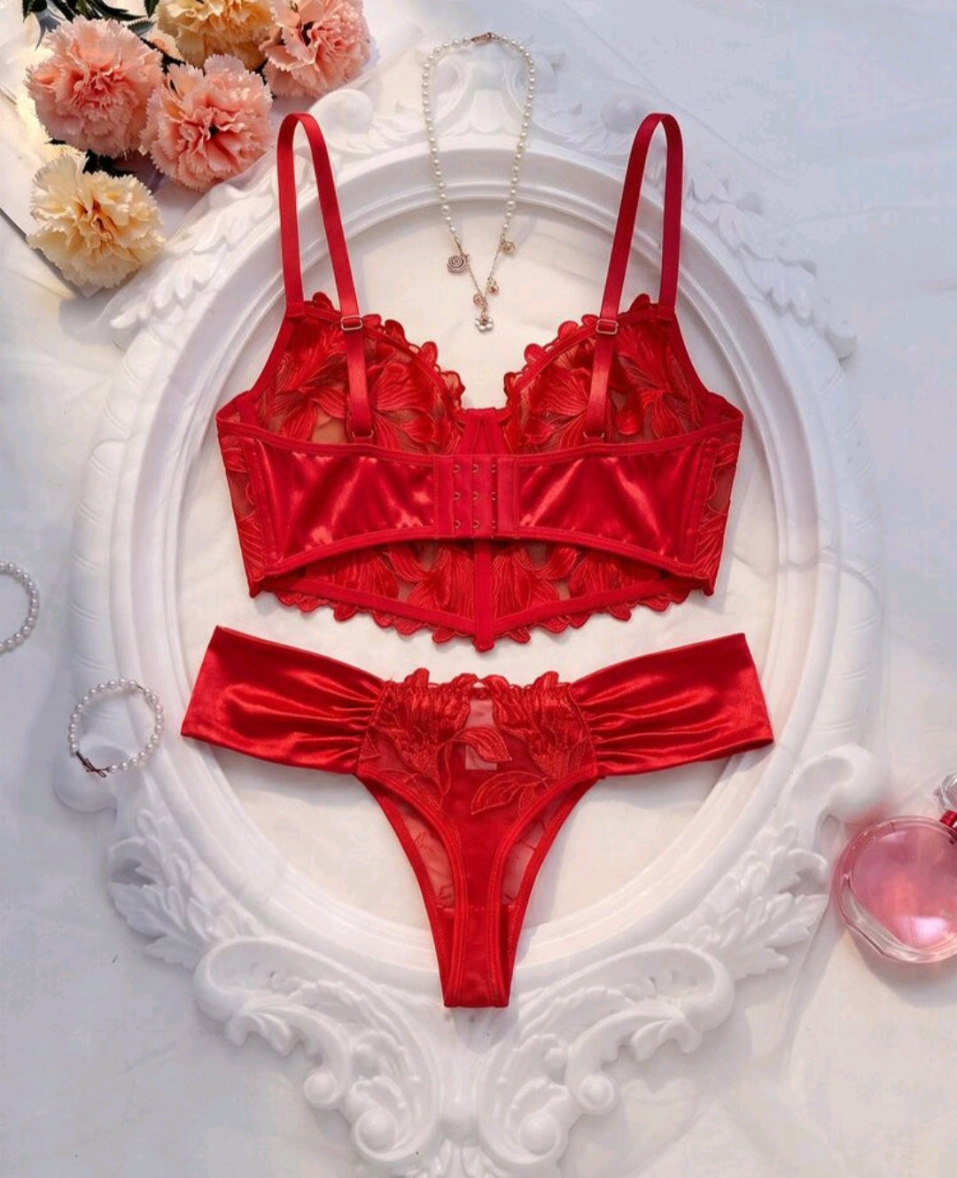 Satin and Lace 2pc Lingerie Set