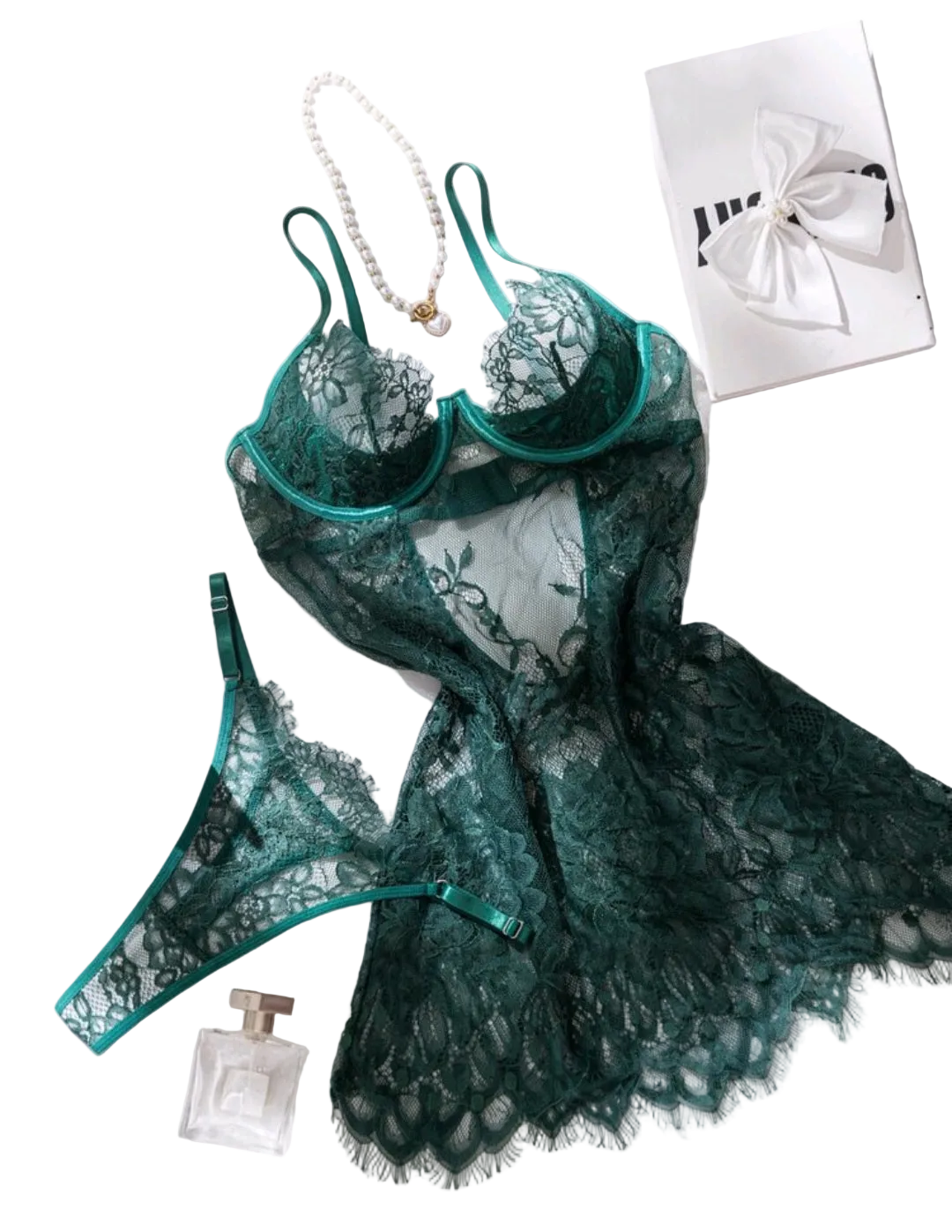 Emerald Green Babydoll + Thong
