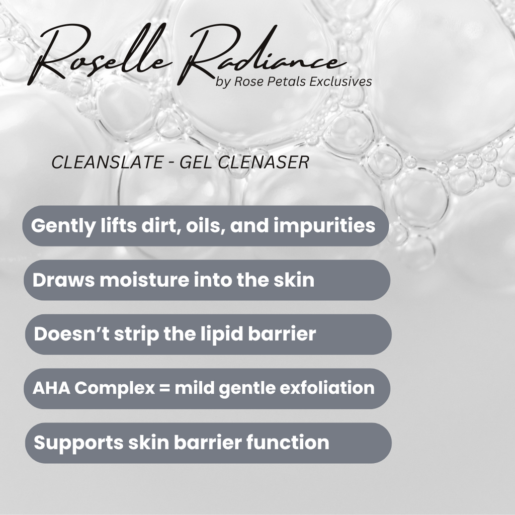 Roselle Radiance  Cleanslate Gel Cleanser Mildly Exfoliating AHA Complex