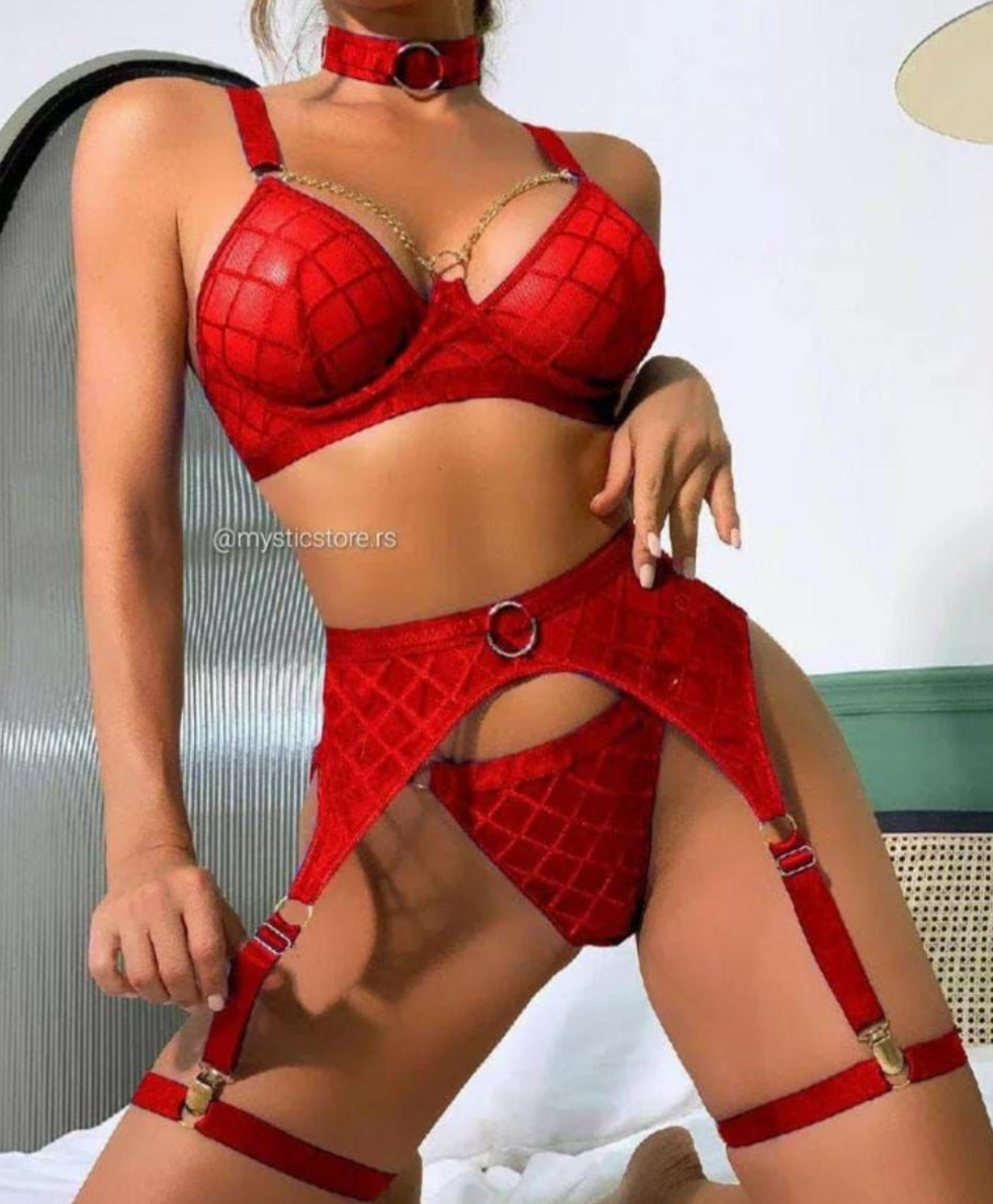 Red Diamond O-ring lingerie set