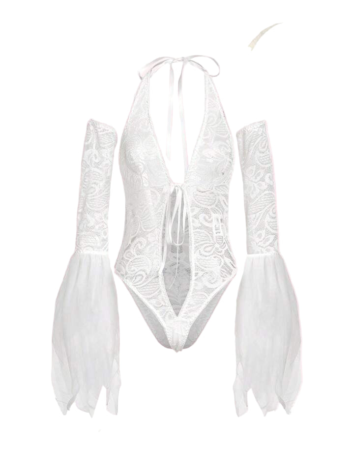 Lacey teddy with sleeves