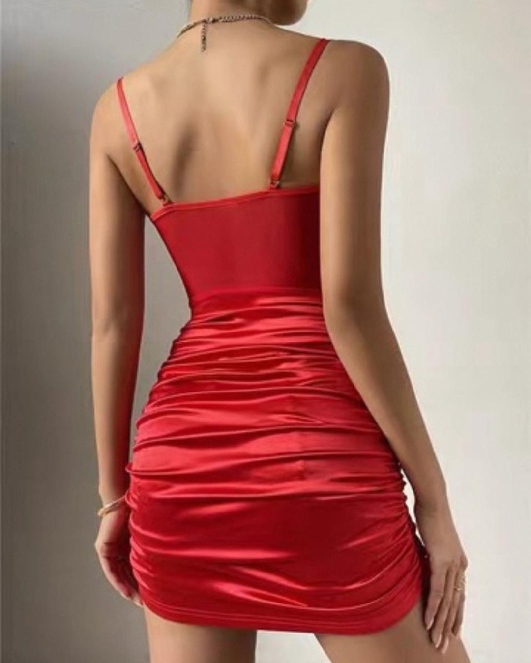 Satin and lace bodycon dress