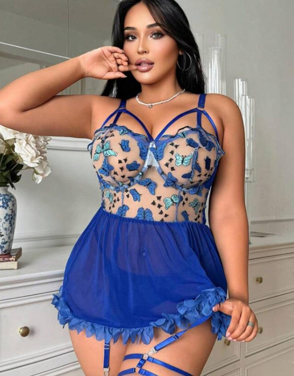 Plus size butterfly babydoll