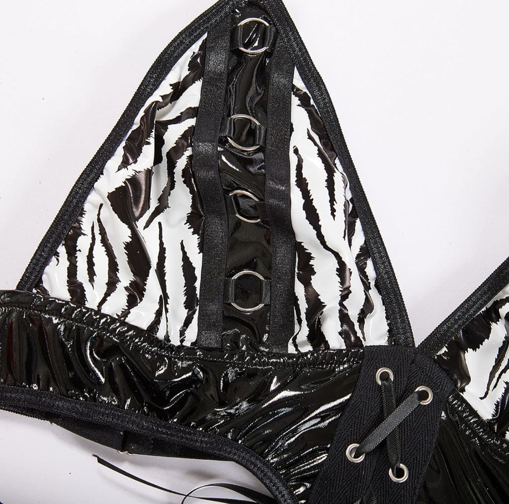 Pu Leather Zebra Stripe Set