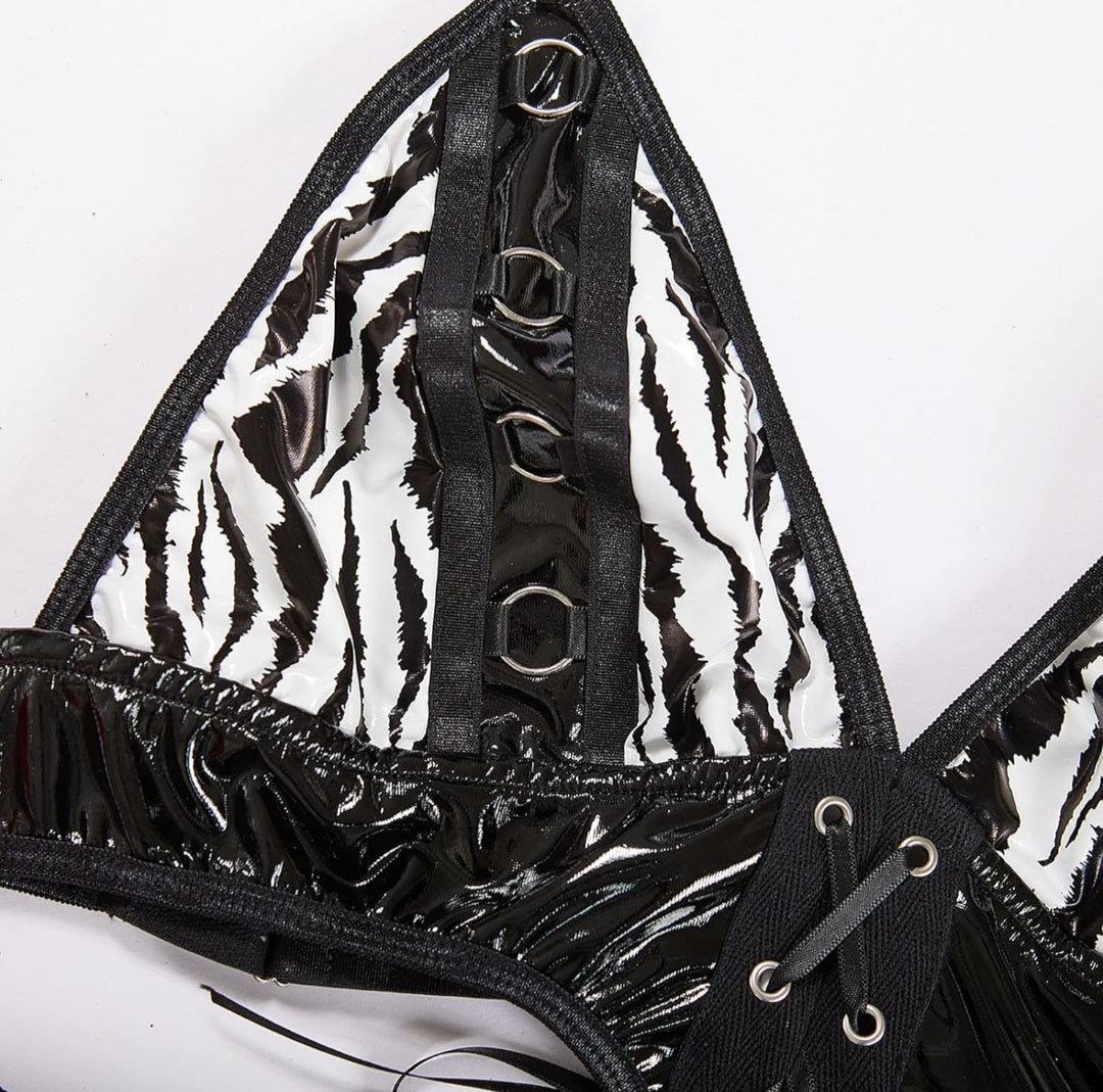Pu Leather Zebra Stripe Set
