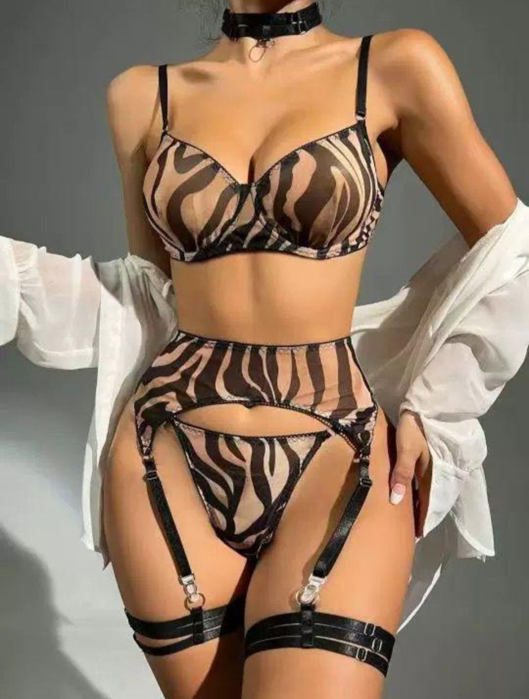 Animal Print Lingerie Set nude