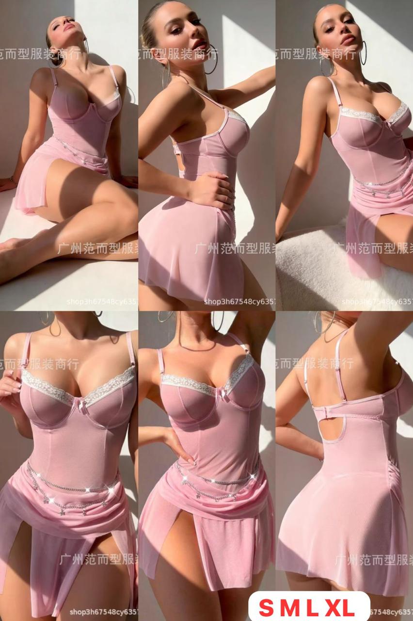 Pink babydoll + Chain