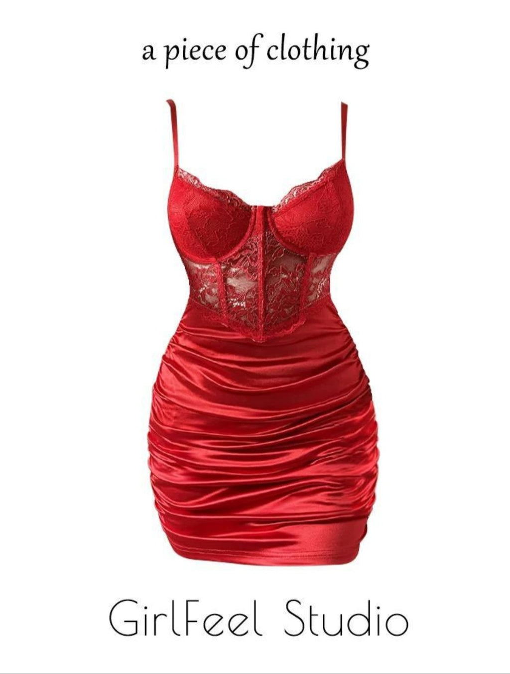 Satin and lace bodycon dress