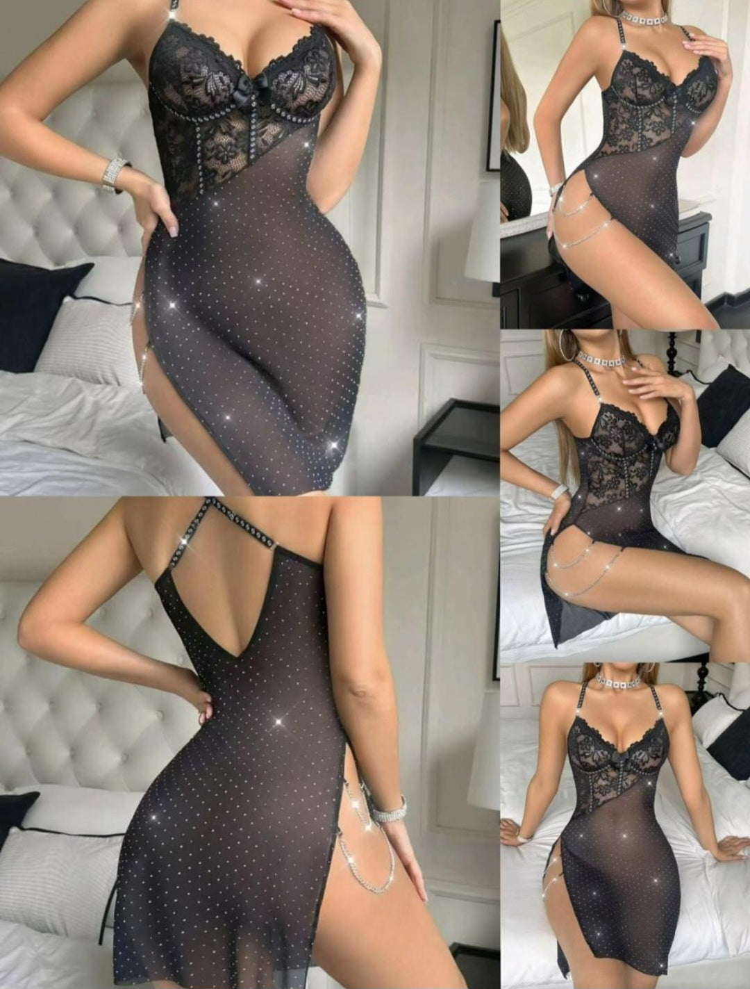 Bling Babydoll with Chain Detail