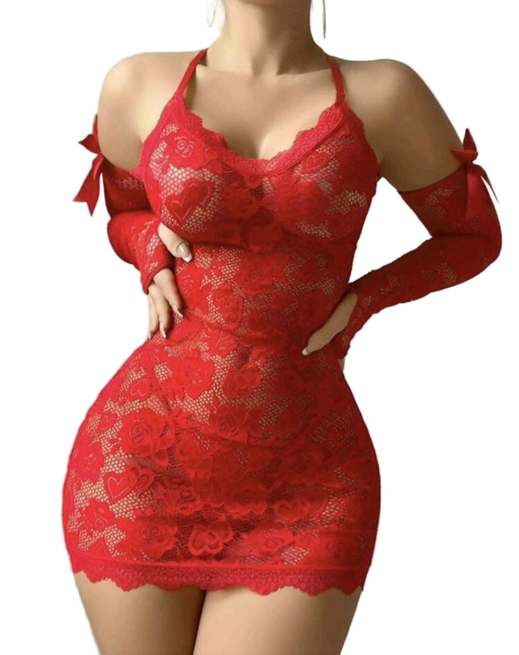 Lacey Babydoll + thong and arm warmers