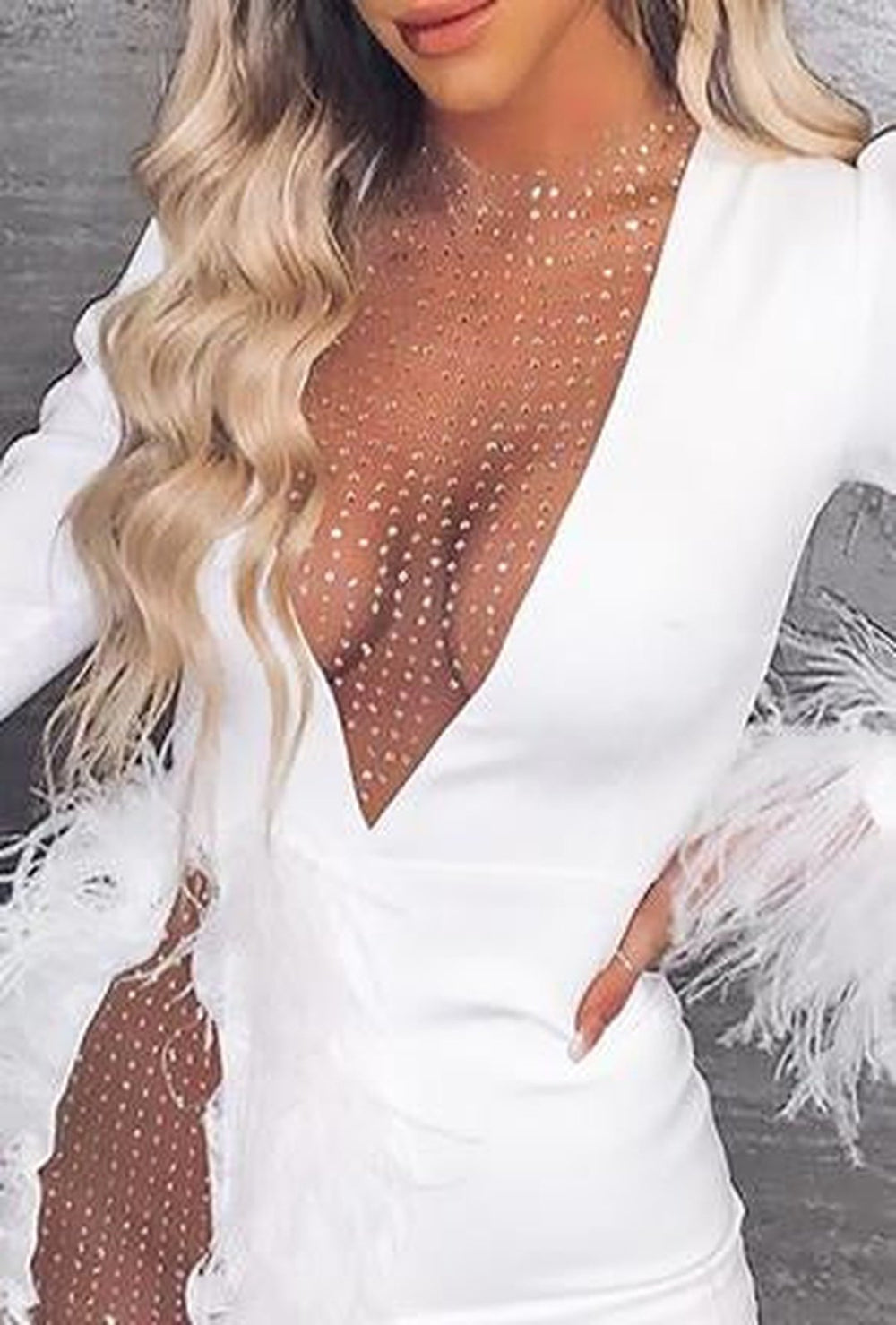 Feather and sequin dress