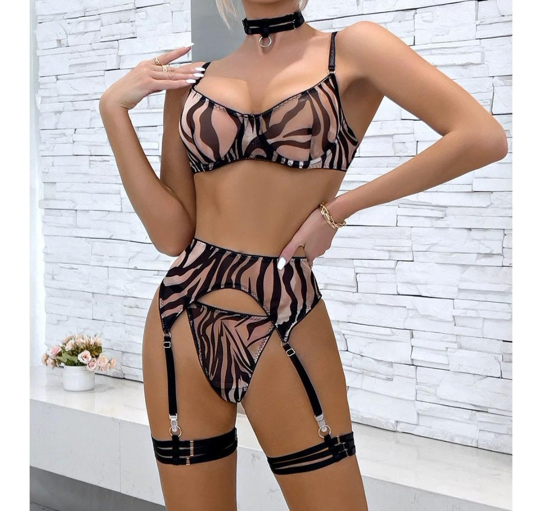 Animal Print Lingerie Set nude