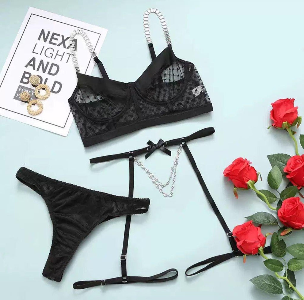 Chain Detail Sexy Lingerie Set