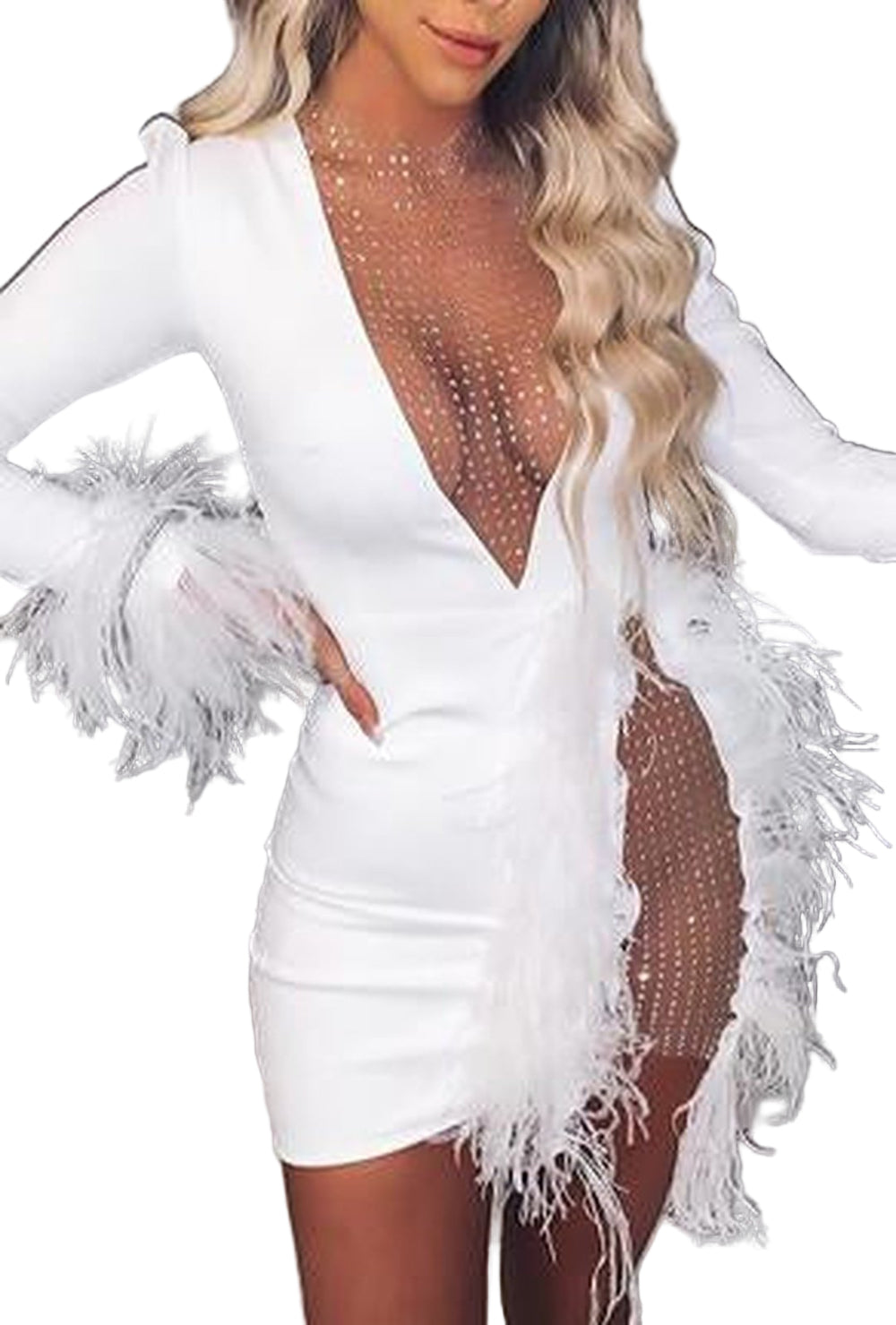 Feather and sequin dress