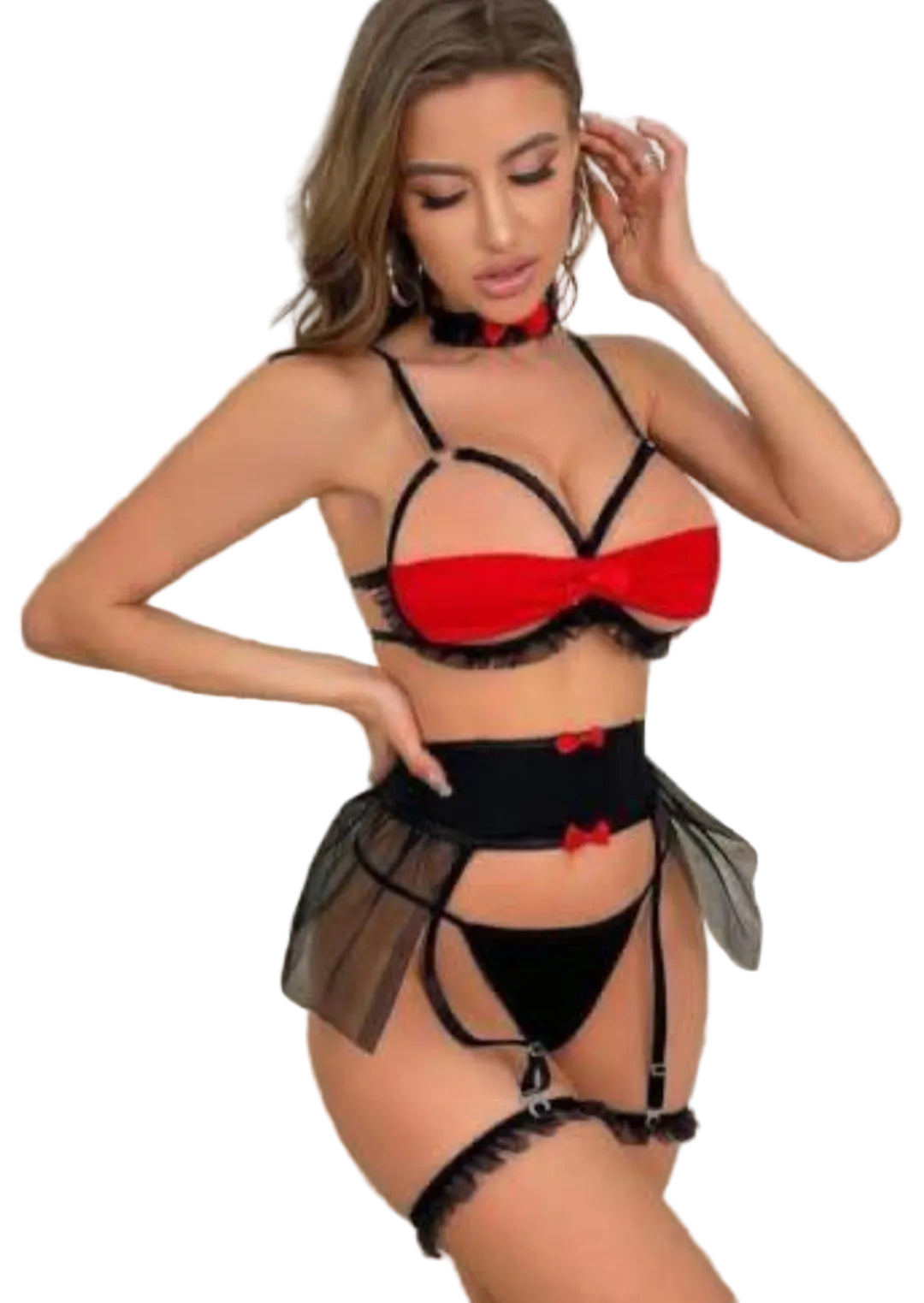 Valentine peekaboo Lingerie Set
