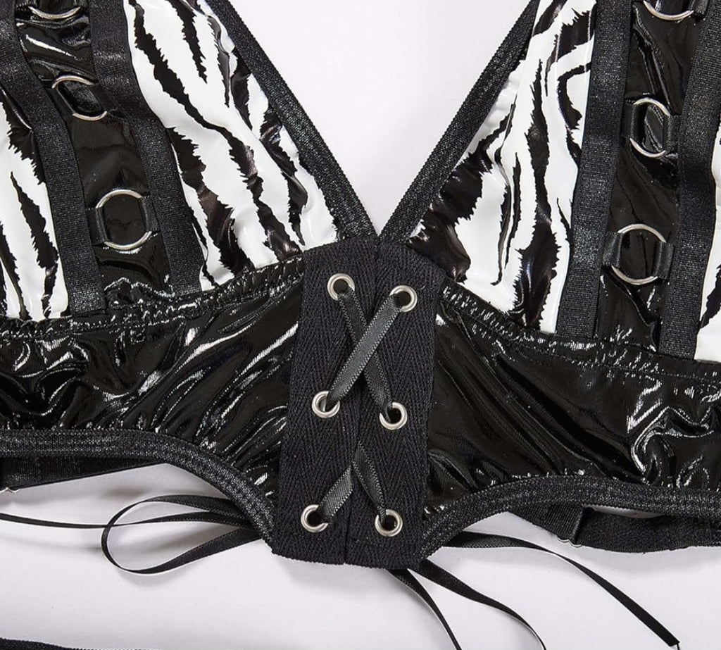 Pu Leather Zebra Stripe Set