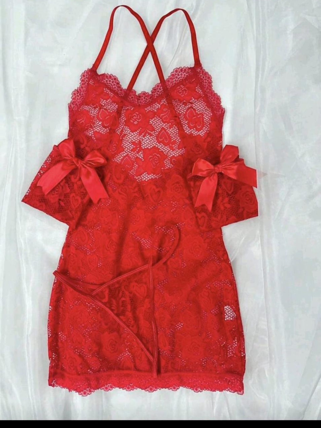 Lacey Babydoll + thong and arm warmers