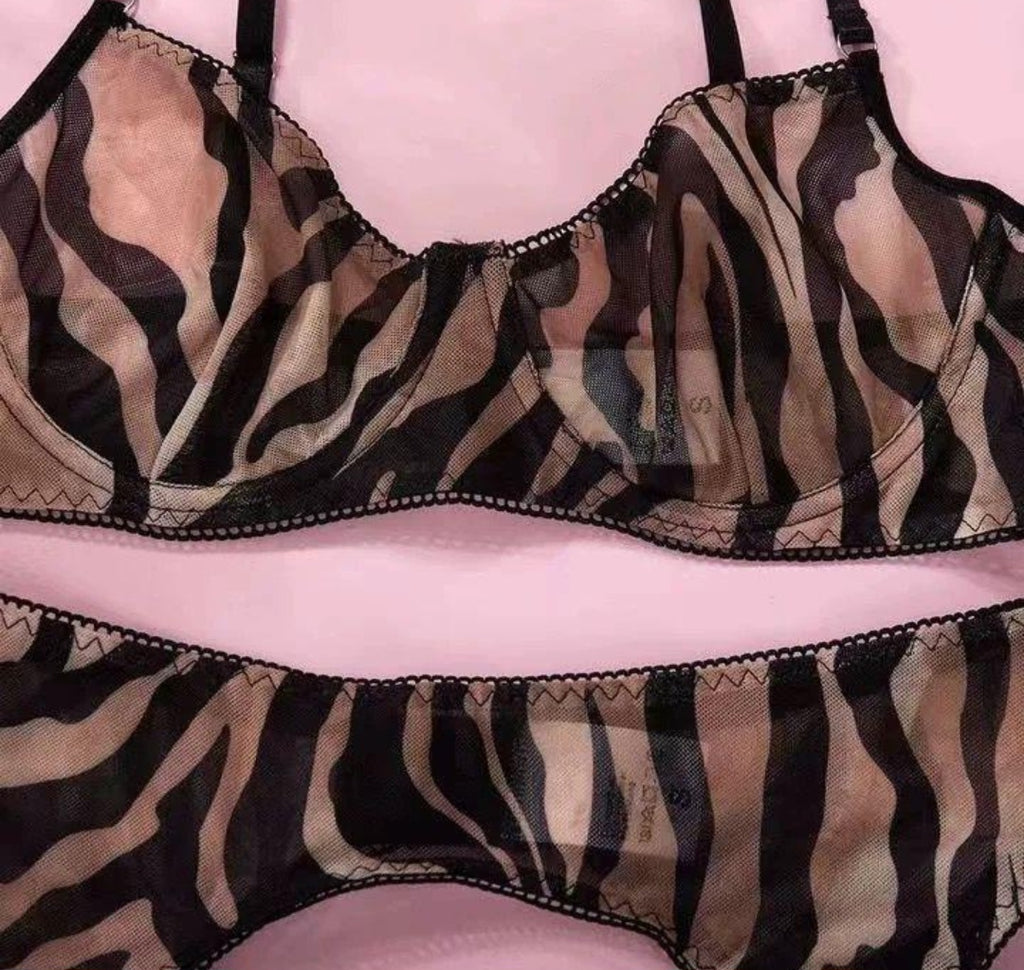 Animal Print Lingerie Set nude