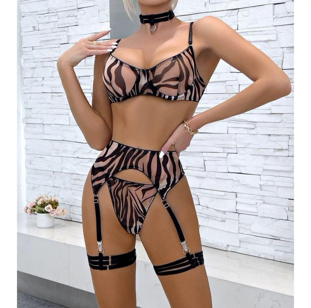 Animal Print Lingerie Set nude