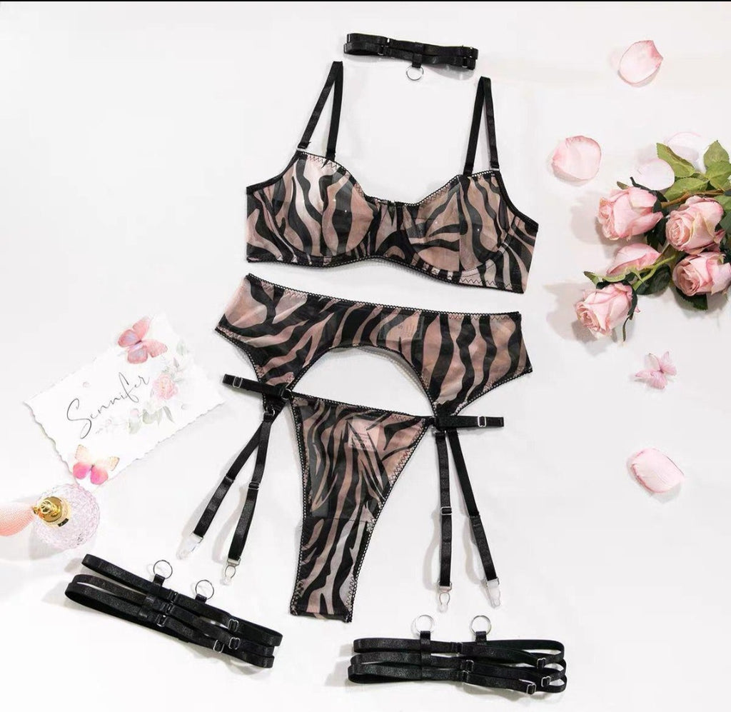 Animal Print Lingerie Set nude