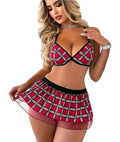 3pc Plaid Lingerie Set