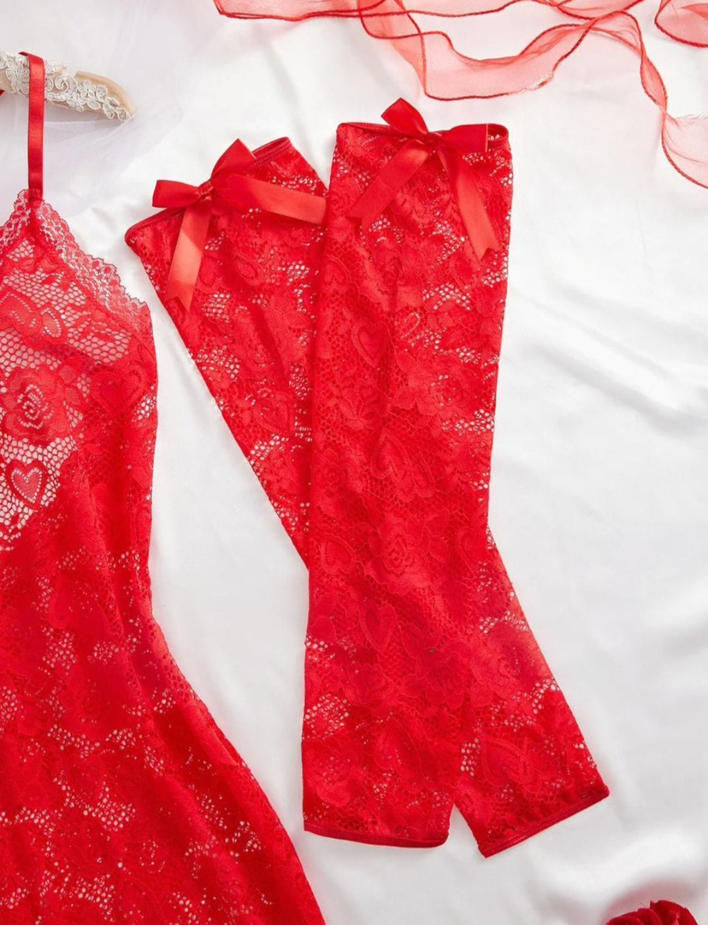 Lacey Babydoll + thong and arm warmers