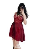Satin and lace babydoll with thong
